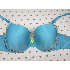 Victorias Secret satin  DEMI BALCONETTE Bra 36DD Blue